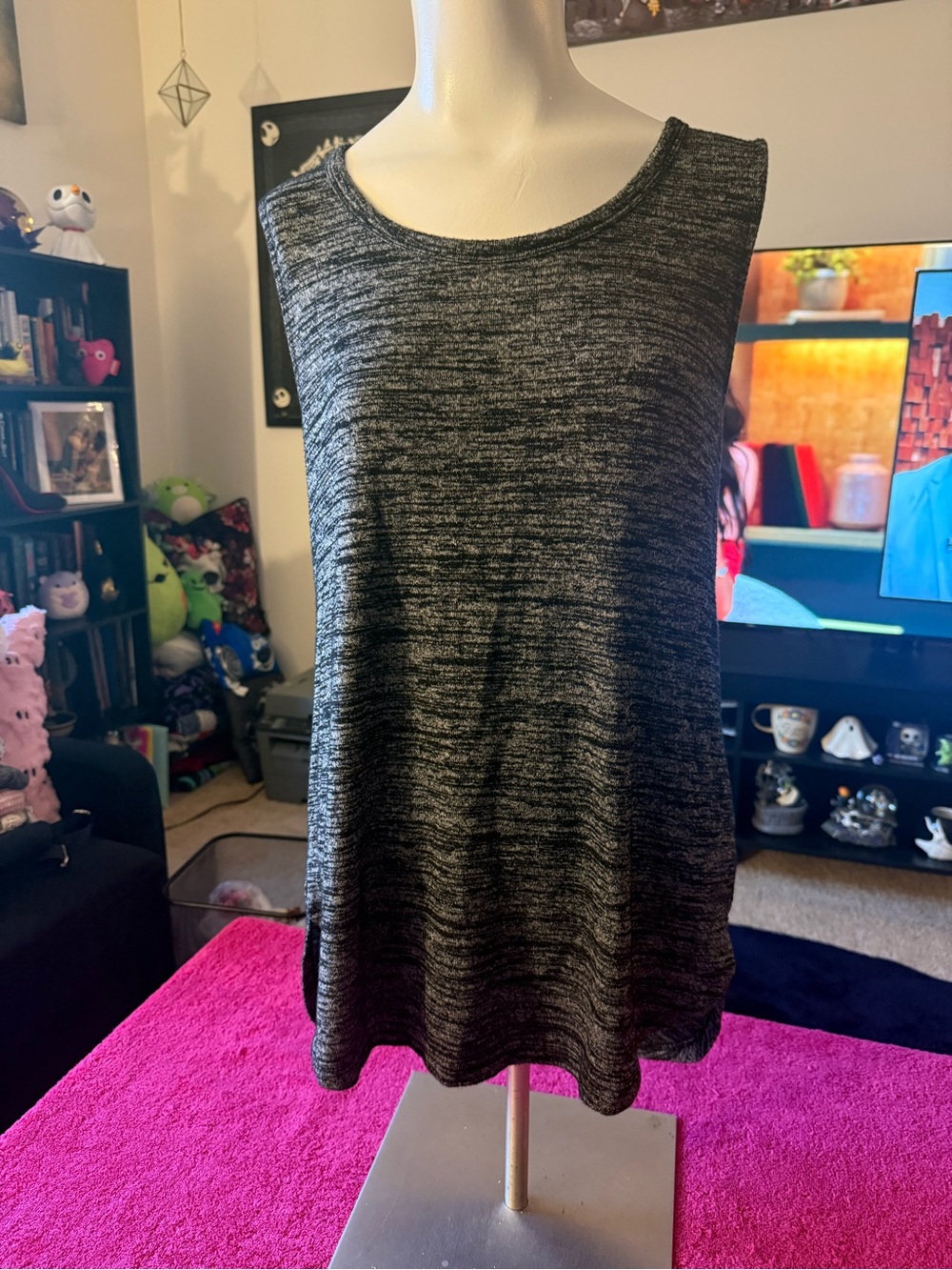 Athleta Black Heather Sleeveless Knit Tank